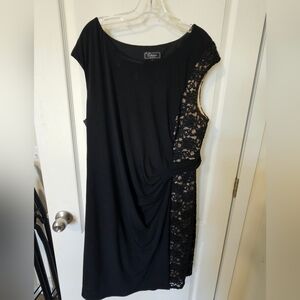 dressbarn Black Lace Accent Midi Dress